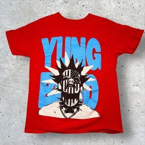 Yung Blood Red Punk Skull Mohawk Graphic T‑Shirt Life On Mars Tour 2022 L